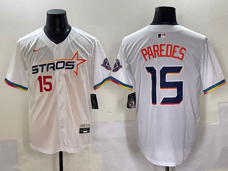 Men Houston Astros #15 Paredes White Fourth generation Joint Name 2025 Nike MLB Jersey style 3->san diego padres->MLB Jersey